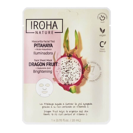 Mascarilla facial iluminadora con fruta del dragón, 20 ml, Iroha