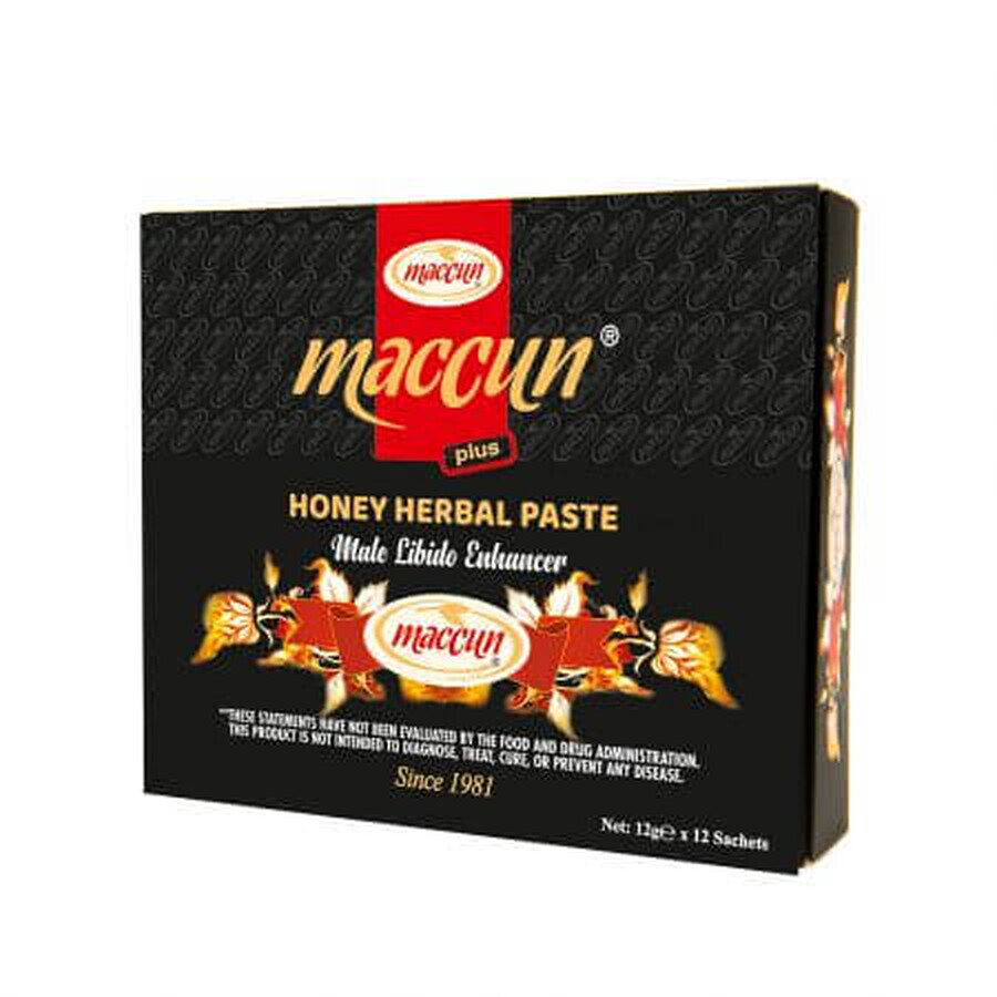 Pasta de Miel con Potencia Afrodisíaca Herbal, 12 bolsitas x 12 g, Maccun