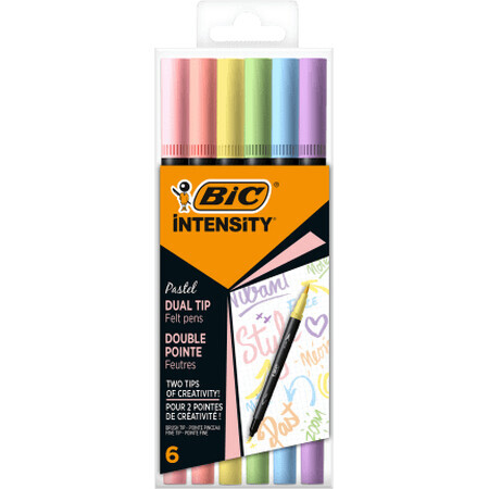 Pennarelli BIC con due punte in colori pastello, 6 pz