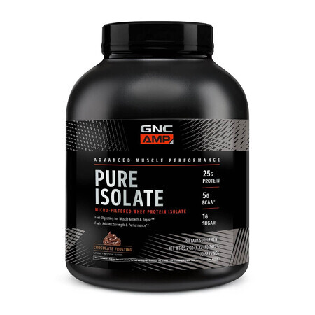 Gnc Amp Pure Isolate, Aislado de proteína de suero con sabor a chocolate, 2415 G