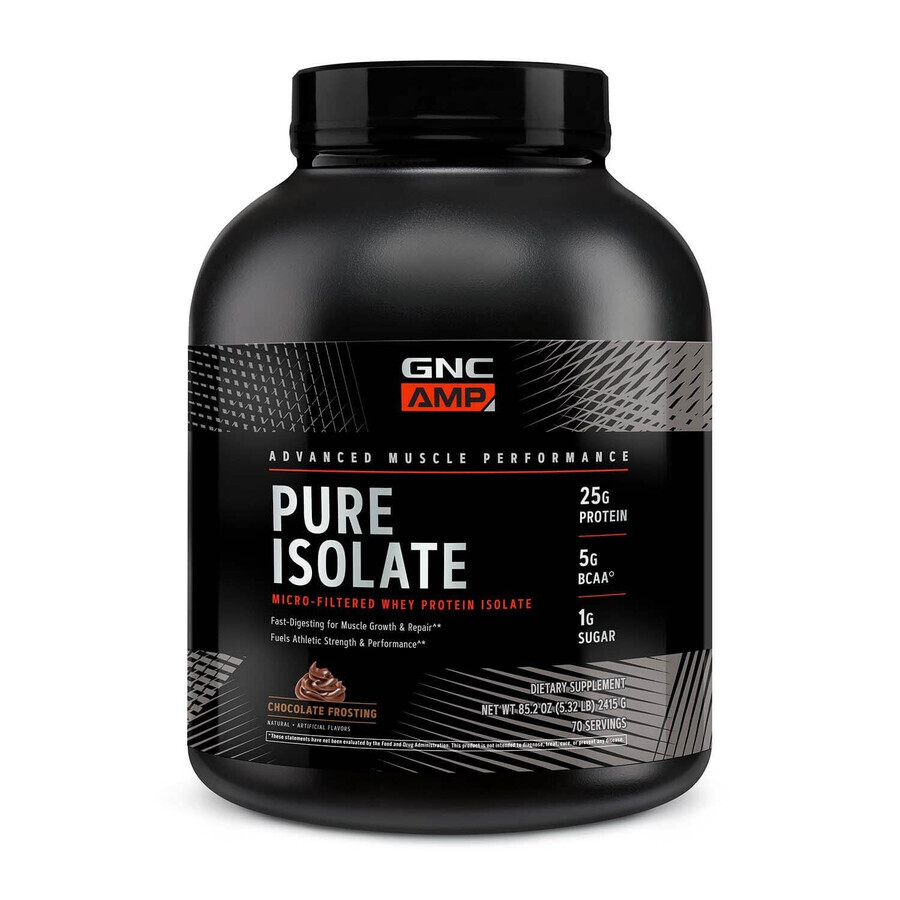 Gnc Amp Pure Isolate, Wei-eiwit isolaat met chocolade smaak, 2415 G