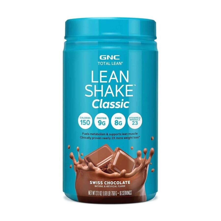 Gnc Total Lean Lean Shake Classic, frullato proteico, al gusto di cioccolato svizzero, 768 G