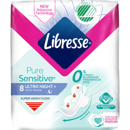 Libresse Pure Sensitive noche absorbente, 8 uds.