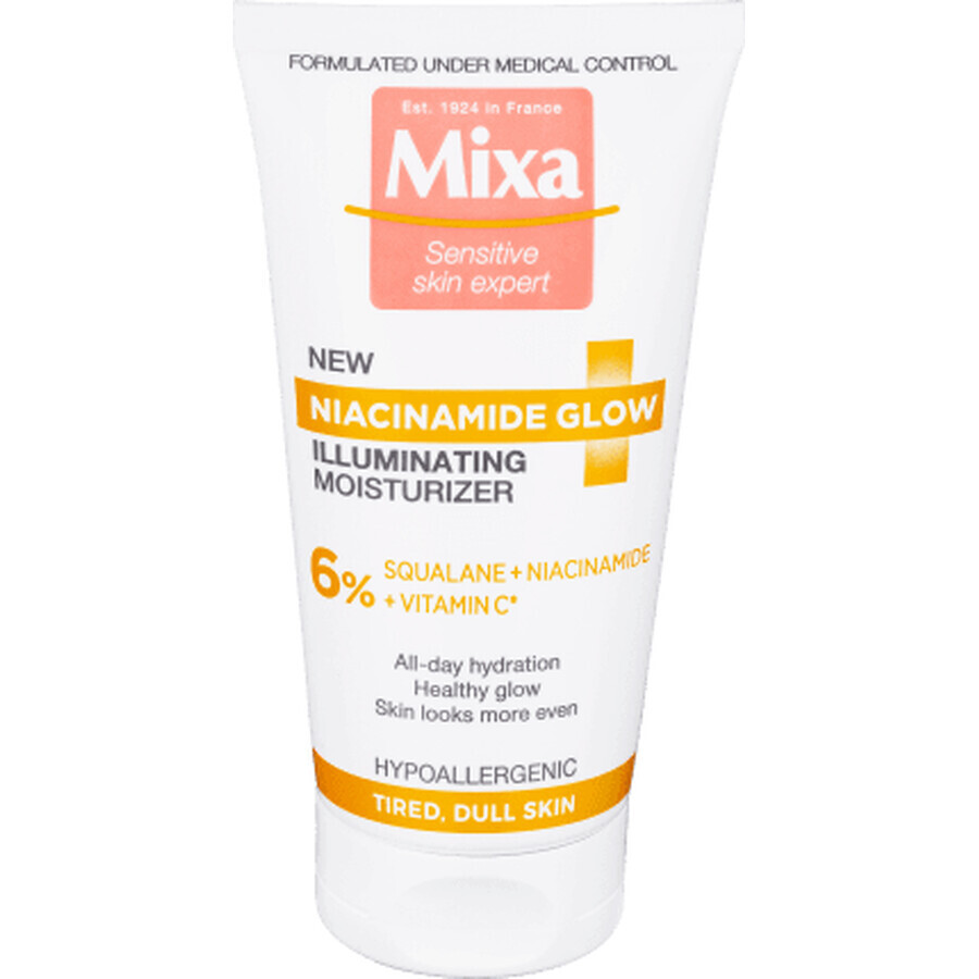 Mixa Crema Hidratante Iluminadora con Niacinamida, Vitamina C y Escualeno, 50 ml