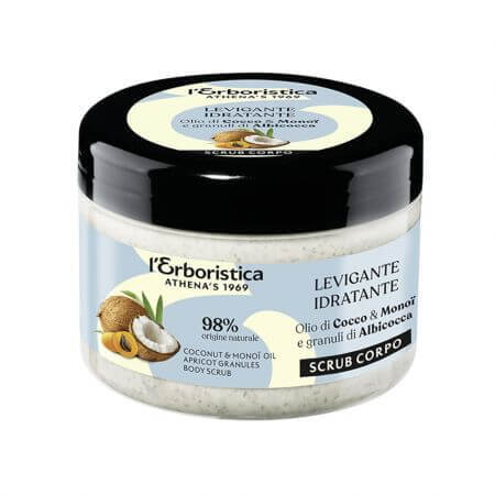 Aceite de coco exfoliante con gránulos de maná y albaricoque, 200 ml, L'Erboristica