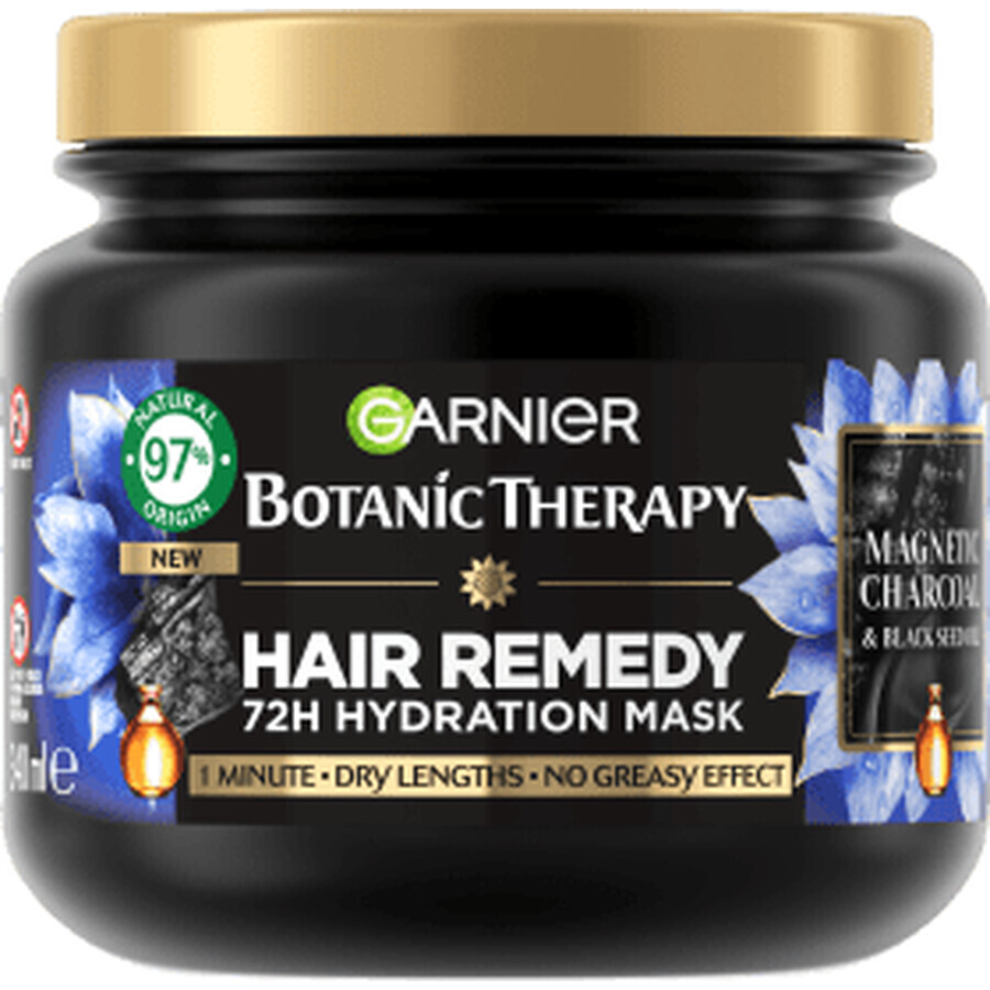 Garnier Botanic Therapy Masque capillaire hydratant au charbon magnétique et à l'huile de graines noires, 340 ml