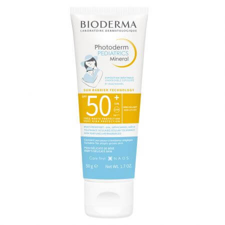 Bioderma Pediatrics Crema Mineral de Protección Solar para Niños Mineral, FPS 50+, 50 ml