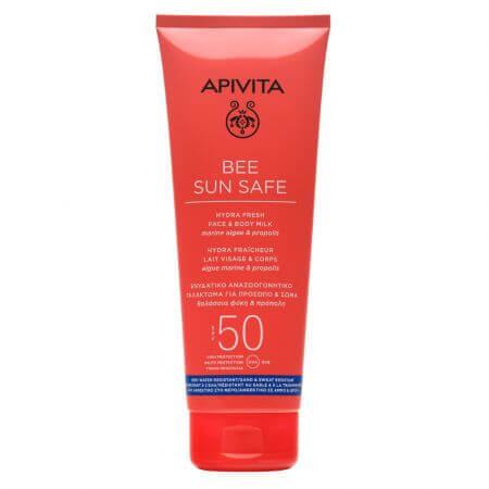 Bee Sun Safe Loción protectora para el cuerpo y la tez SPF50, 200 ml, Apivita