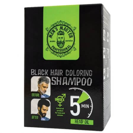 Schwarzes Tönungsshampoo für Haare und Bart für Männer, 10 x 25 ml, Men&#39;s Master Professional