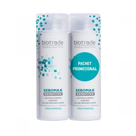 Biotrade Sebomax Sensitive Paquete de champú para cuero cabelludo sensible, 200 + 200 ml