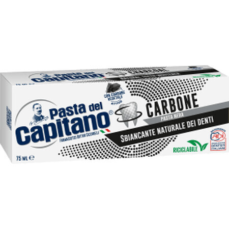 Pasta dentífrica de carbón vegetal Pasta del Capitano, 75 ml