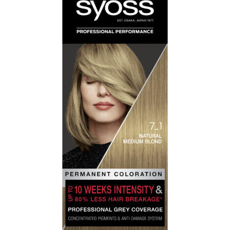 Syoss Color Vopsea de păr permanentă 7-1 Natural medium blond, 1 buc