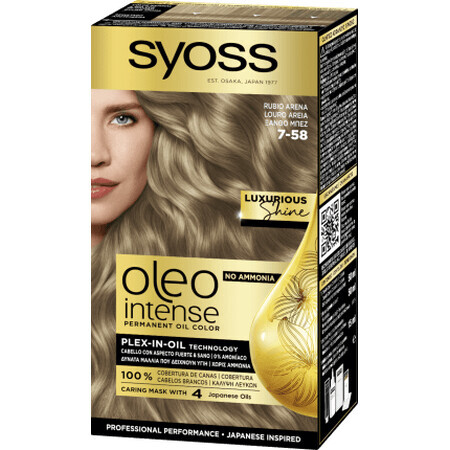 Syoss Oleo Intense Permanent Haarkleuring 7-58 Koel Beige Blond, 1 st