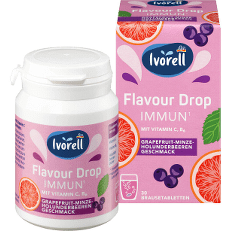 Flavour Drop Immun - Grapefruit-Minze-Holunderbeere, 66 g, 30 Tabletten, Ivorell 