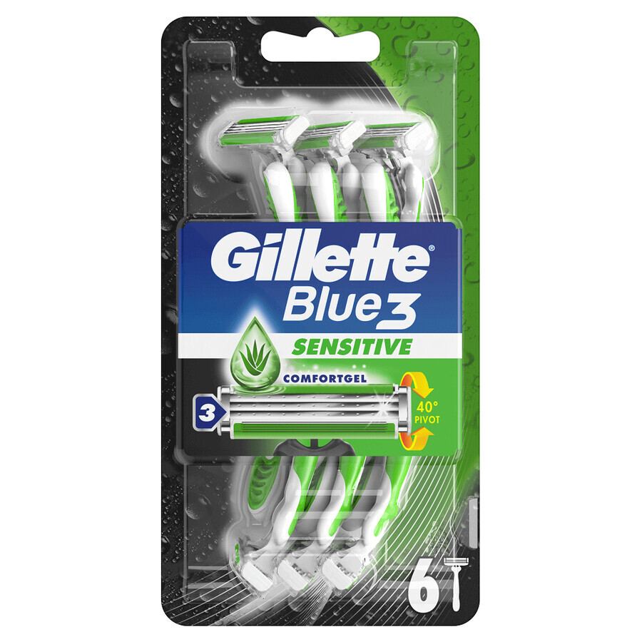 Maquinilla de afeitar desechable Blue3 Sensitive, 6 piezas, Gillette