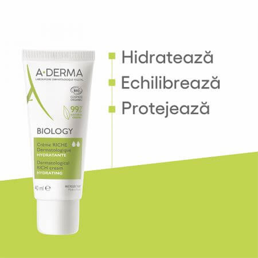 A-Derma Biology Crema hidratanta Riche , 40 ml