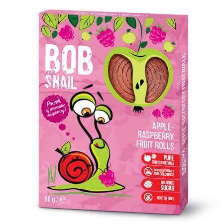 Panecillo natural de manzana y frambuesa, 60 g, Bob Snail