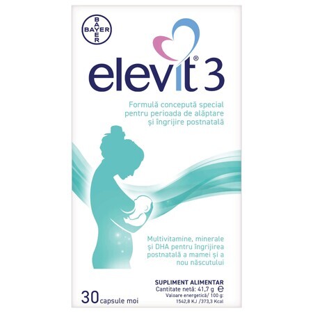 Elevit 3, Multivitaminen voor postnatale periode en borstvoedingsperiode, 30 capsules