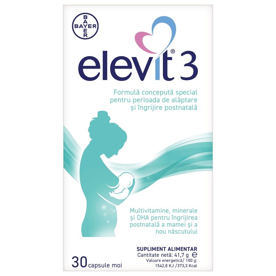 Elevit 3, Multivitaminen voor postnatale periode en borstvoedingsperiode, 30 capsules