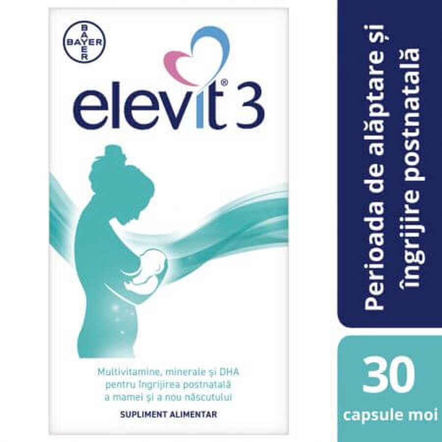 Elevit 3, Multivitamine pentru perioada postnatală și de alăptare, 30 capsule