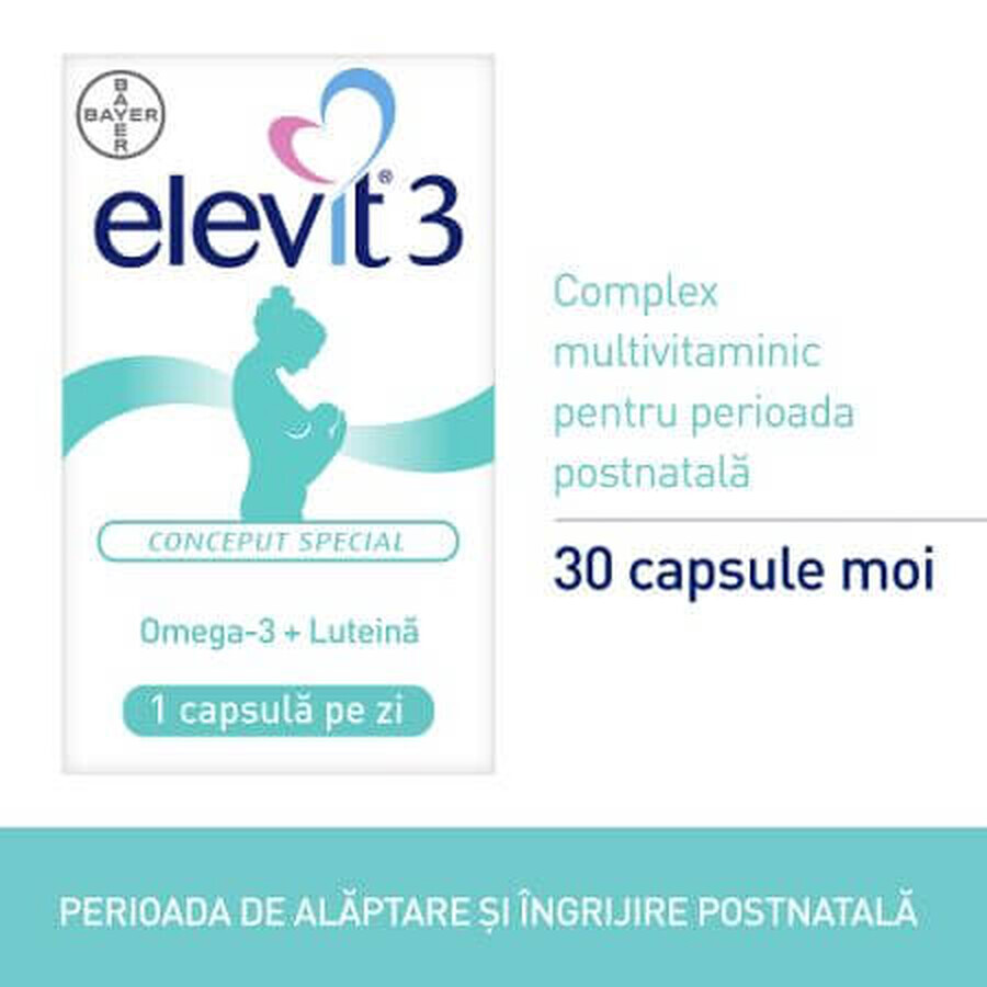 Elevit 3, Multivitamine pentru perioada postnatală și de alăptare, 30 capsule