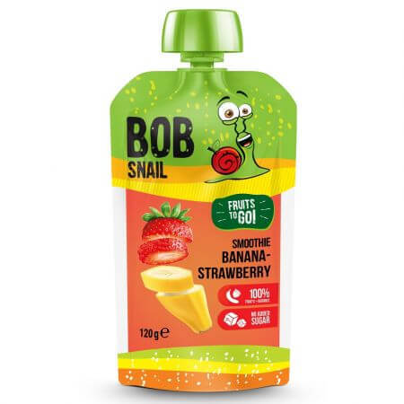 Natuurlijke banaan en aardbeien fruit smoothie, 120 g, Bob Slak