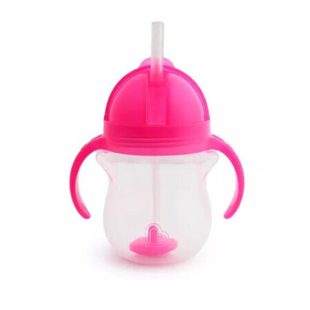 Any Angle Click Lock flexibele rietjesmok met handvaten, +6 maanden, Roze, 207 ml, Munchkin