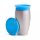 Vaso de entrenamiento Miracle 360 de acero inoxidable, +12 meses, Azul, 296 ml, Munchkin