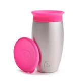 Vaso de entrenamiento Miracle 360 de acero inoxidable, +12 meses, rosa, 296 ml, Munchkin