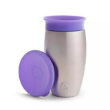 Vaso de entrenamiento Miracle 360 de acero inoxidable, +12 meses, Morado, 296 ml, Munchkin