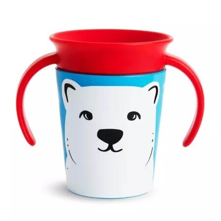 Tazza da allenamento con manici Miracle 360 ​​​​Wildlove, +6 mesi, Orso polare, 177 ml, Munchkin