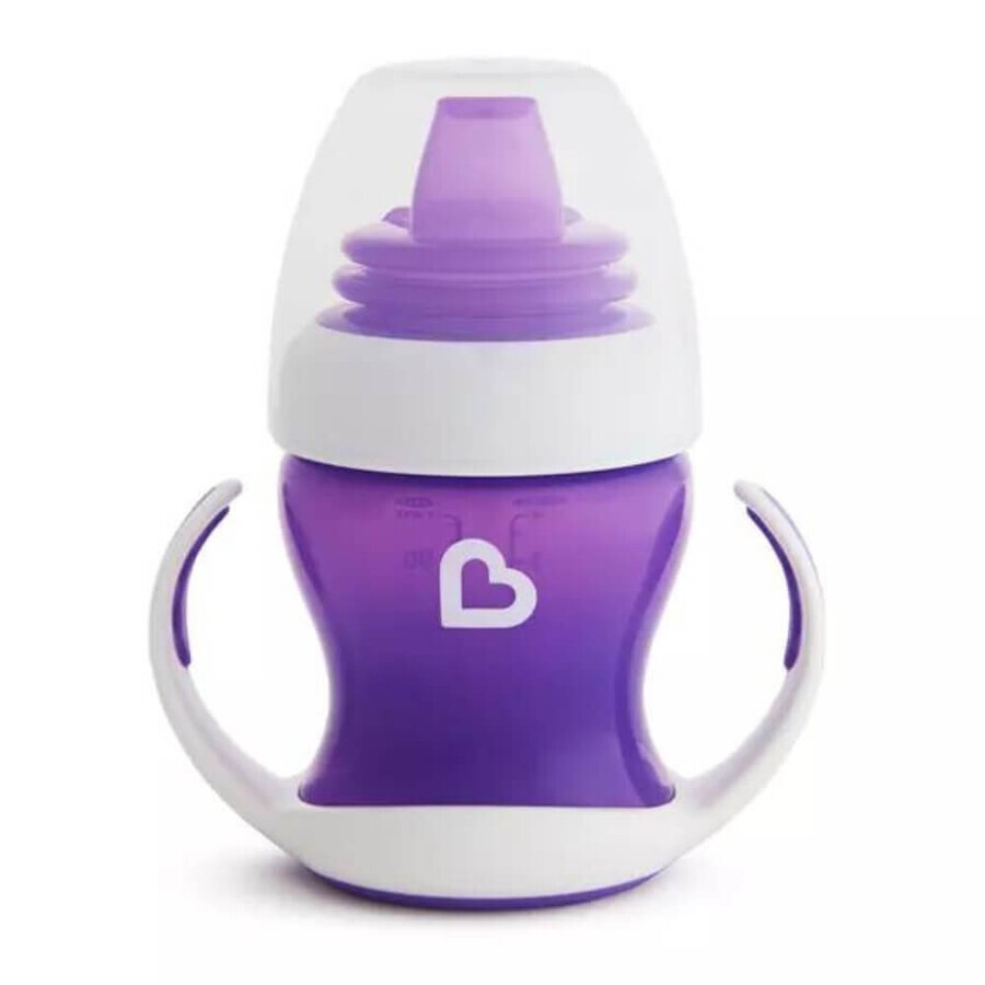 Vaso de transición con asas Gentle, +4 meses, Morado, 118 ml, Munchkin