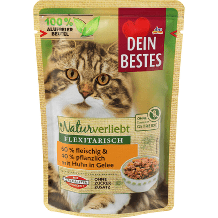 Dein Bestes Alimento umido per gatti con pollo in gelatina, 100 g