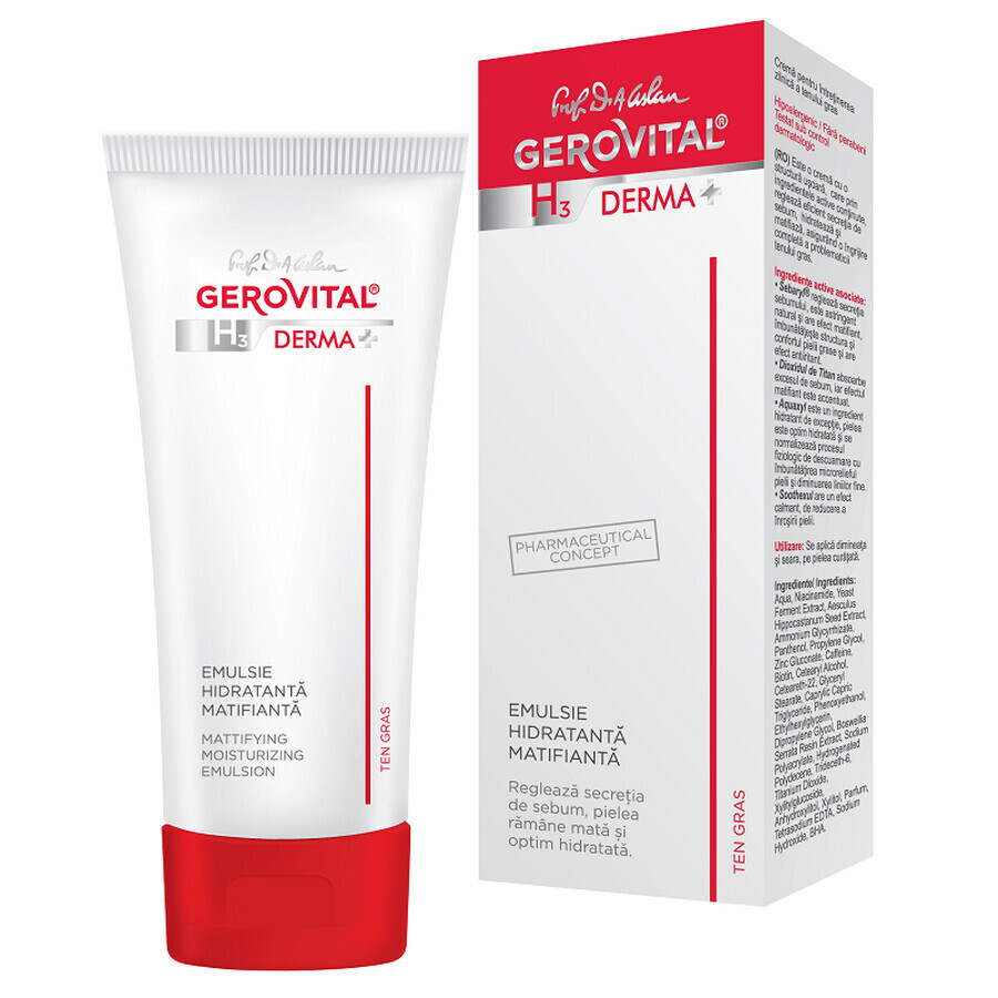 Gerovital H3 Derma+ feuchtigkeitsspendende mattierende Emulsion, 50 ml, Farmec