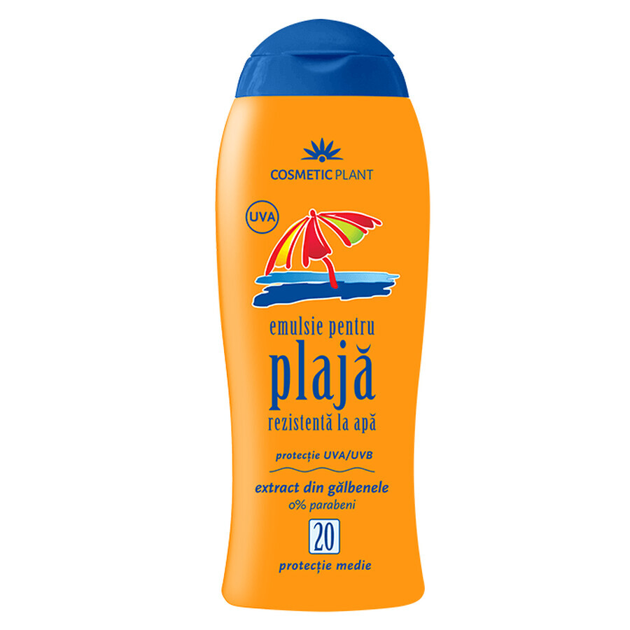 Emulsione da spiaggia waterproof con calendula SPF 20, 200 ml, Cosmetic Plant