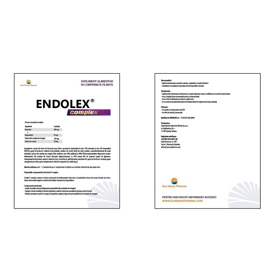 Endolex Complex, 30 comprimidos recubiertos con película, Sun Wave Pharma