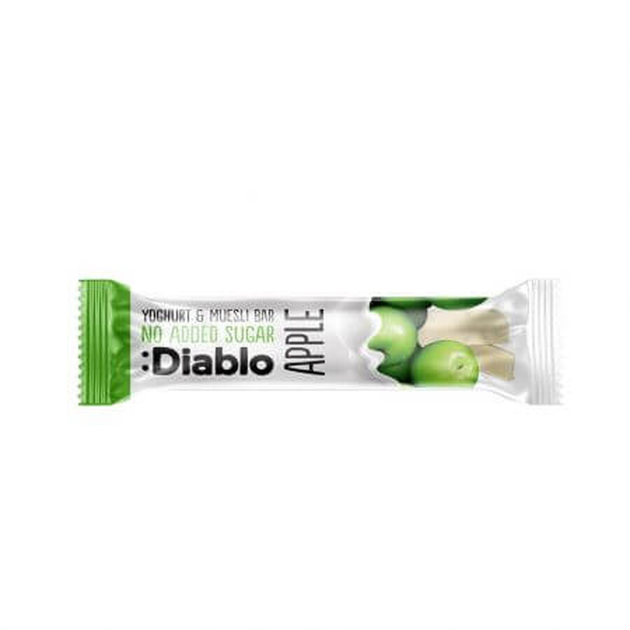 Barrita de cereales con manzana y cobertura de yogur sin azúcar, 30 g, Diablo