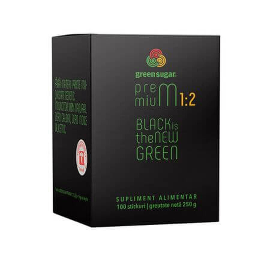 Green Sugar Premium 1:2, 100 plicuri, Laboratoarele Remedia