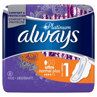 Compresa absorbente Always Platinum Ultra Normal Plus, 8 unidades, P&amp;G