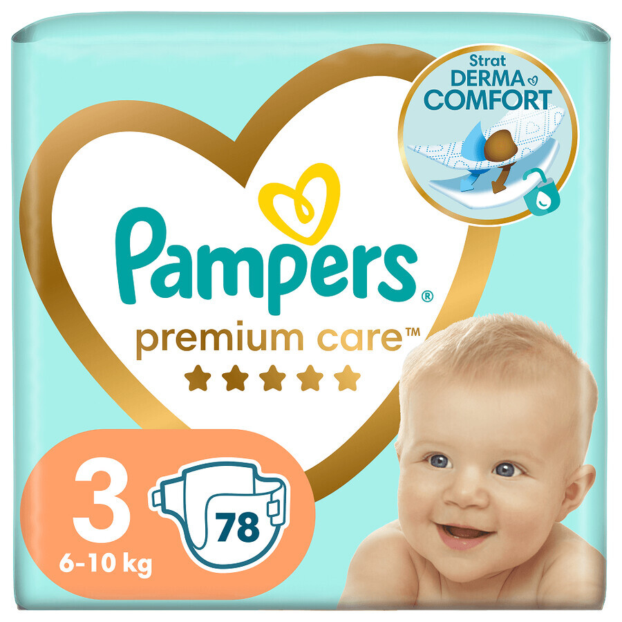 Premium Care Diapers, No. 3, 6-10 kg, 78 pcs, Pampers