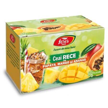 Ceai rece cu papaya mango si ananas, 12 plicuri, Fares