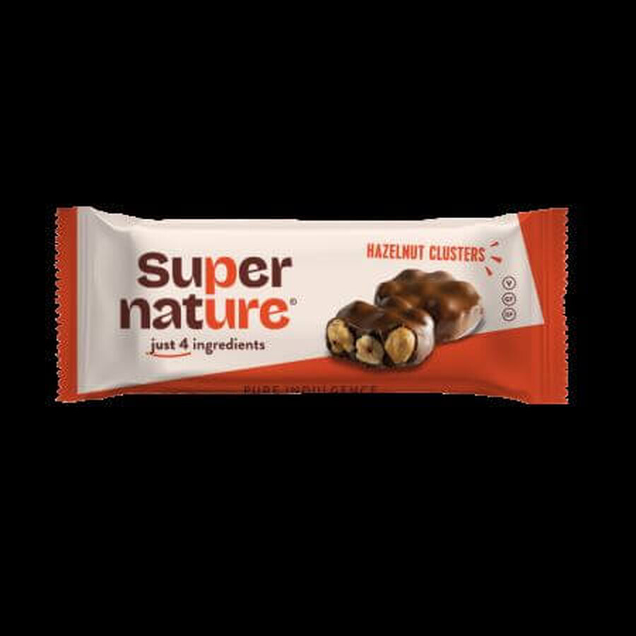 Chocolate ecológico con avellanas enteras, 34 g, Super Nature