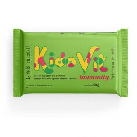 Chocolate con vitaminas para la inmunidad Kidovit Inmunidad Azúcar Verde, 50 g, Laboratorios Remedia