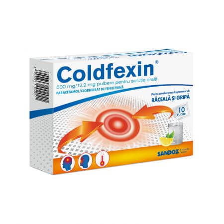 Coldfexin, 500 mg/12,2 mg polvo para solución oral, 10 sobres, Sandoz