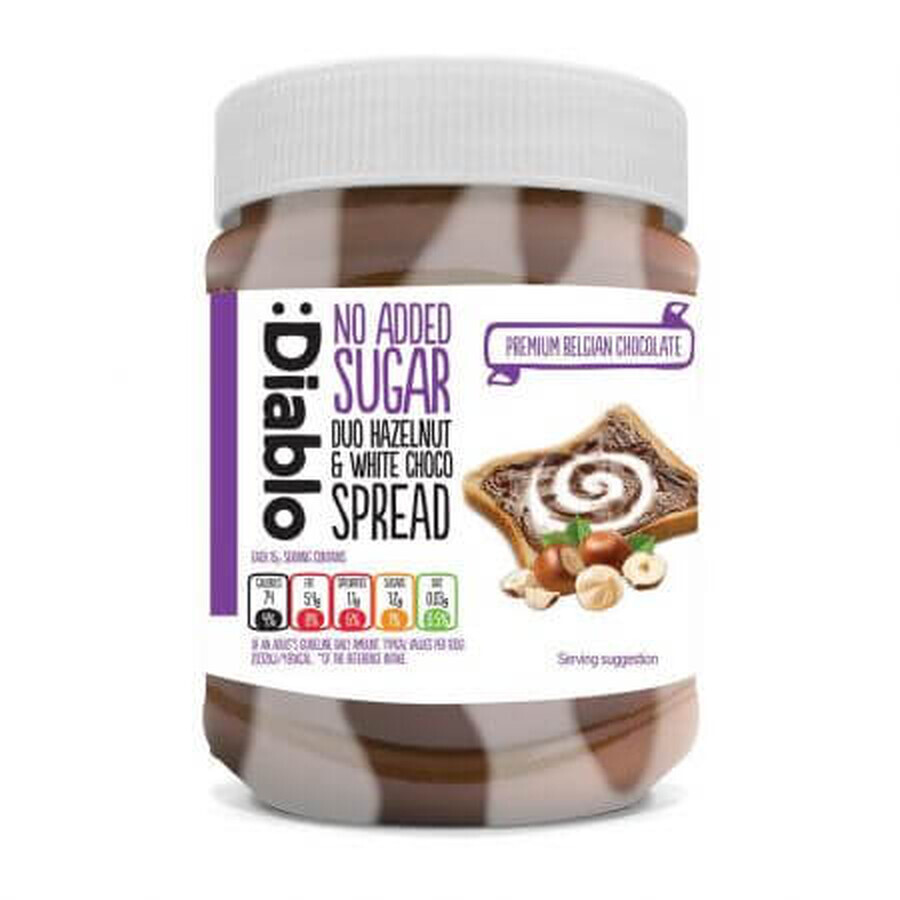 Diablo DUO crema para untar de avellanas y chocolate blanco, 350 g, Diablo