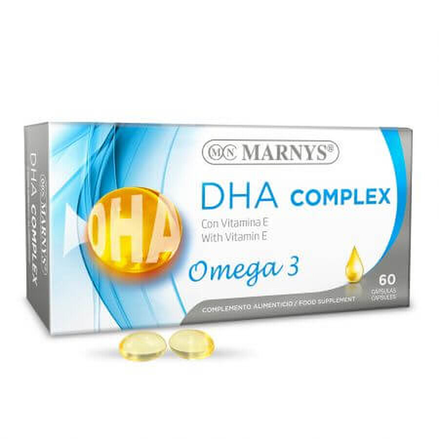 DHA Complex Omega 3 con Vitamina E, 60 cápsulas, Marnys