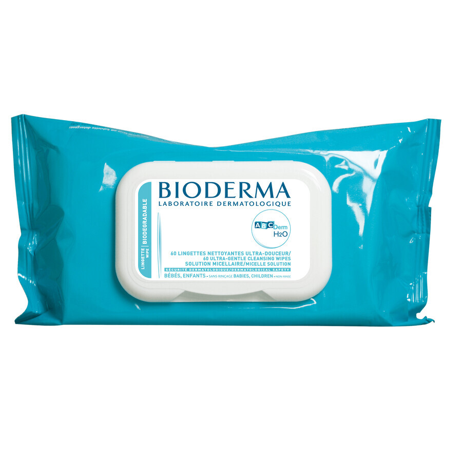 Bioderma BCDerm Lingettes nettoyantes humides pour enfants, 60 pièces