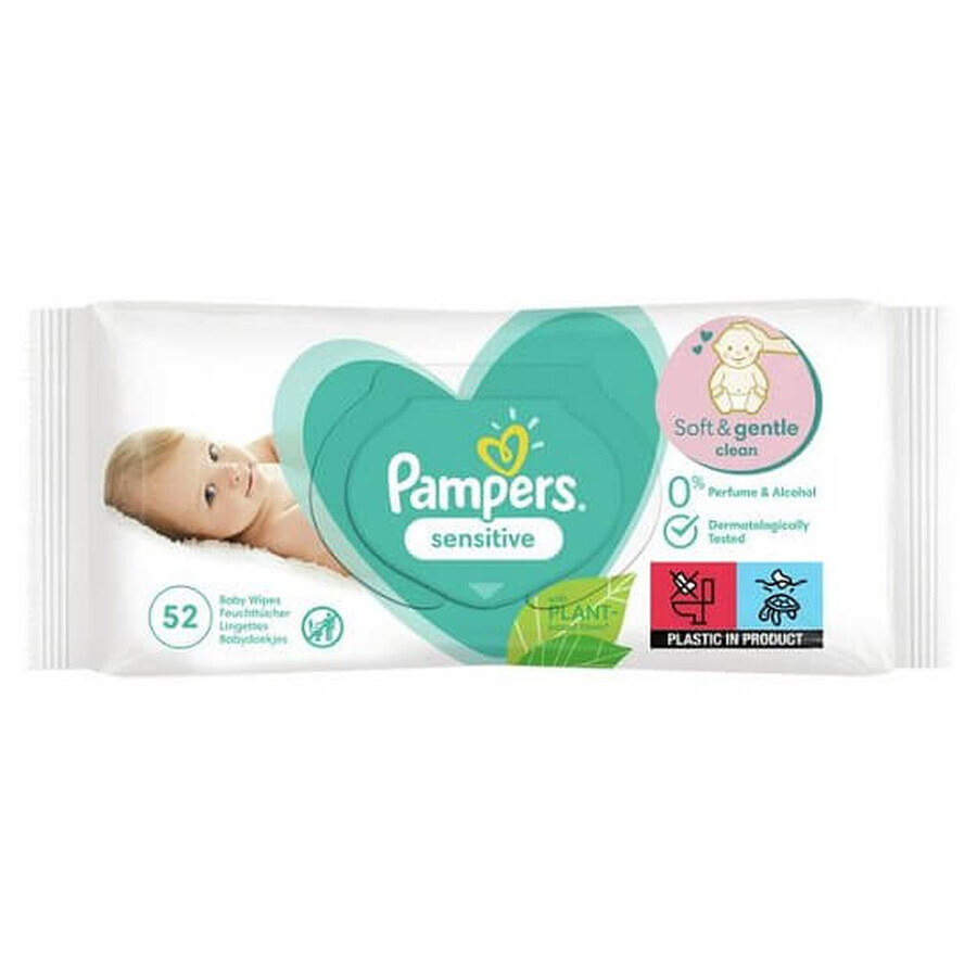 Toallitas húmedas sensibles, 52 unidades, Pampers