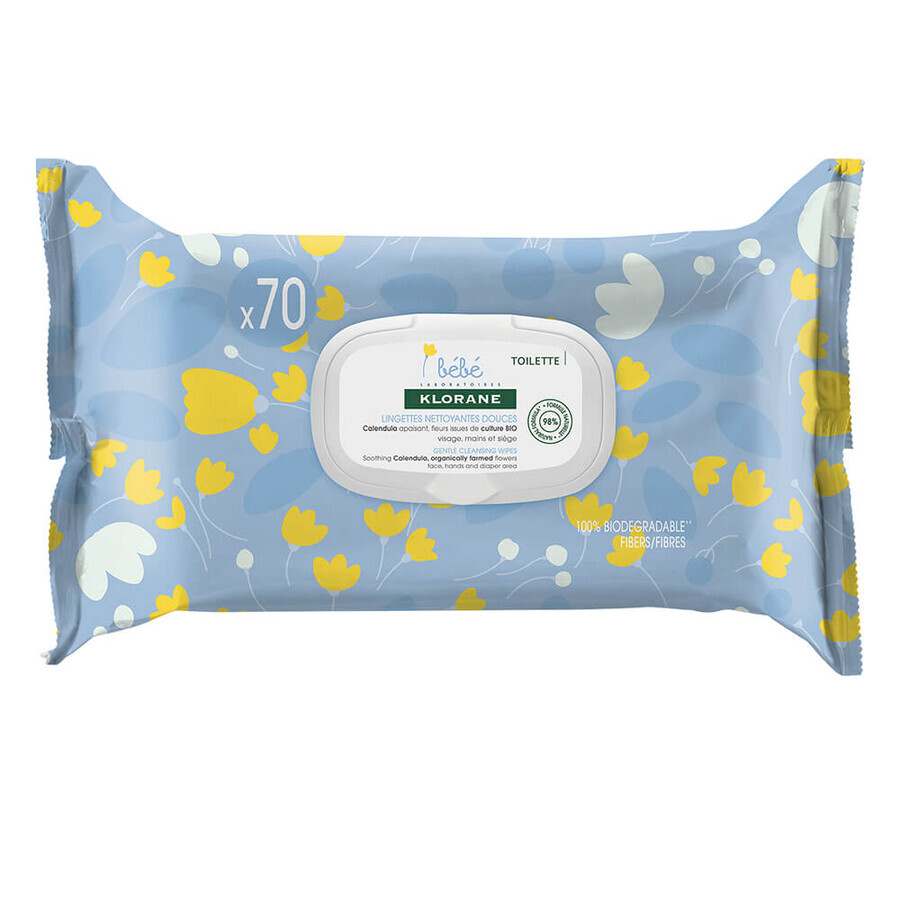 Baby wet wipes, 70 pieces, Klorane Baby