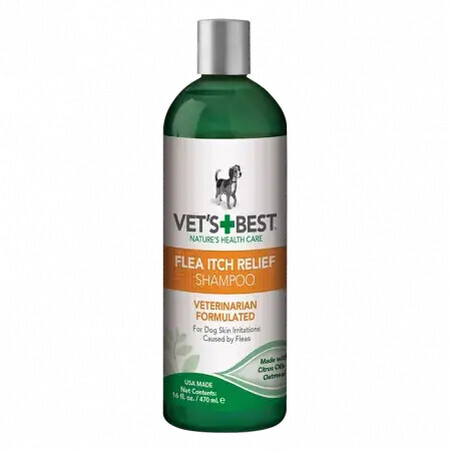 Champú para perros con aceite de cítricos y extracto de avena Alivio del picor de las pulgas, 470 ml, Vet's Best